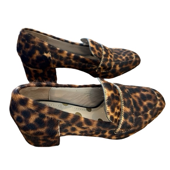 Boden Victoria Mid Heel Calf Hair Leather Loafers Sz 39/8.5 in Cheetah Print EUC - Picture 2 of 7